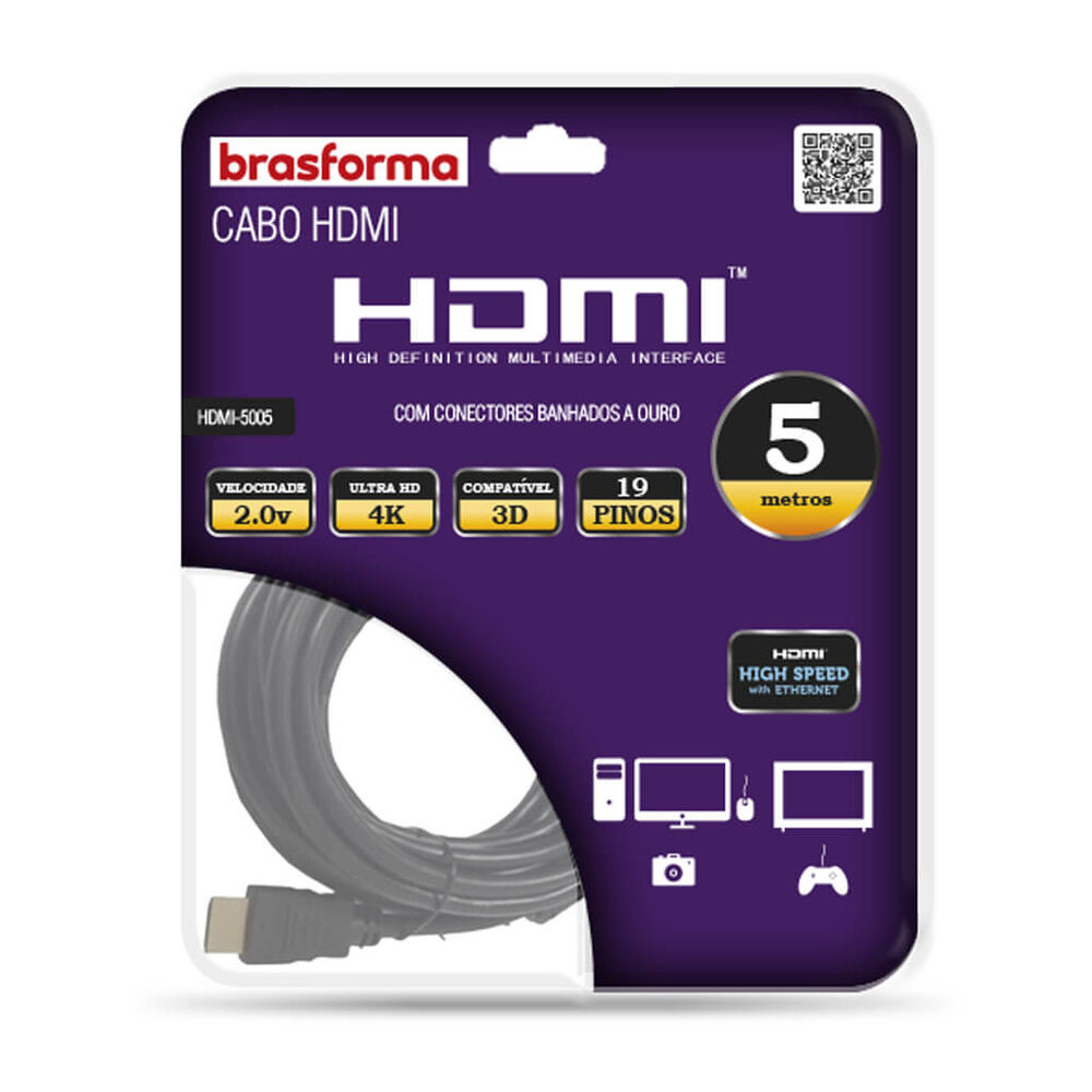 Brasforma Hdmi5005 Cable Hdmi 5 Metros 4k image number 1.0