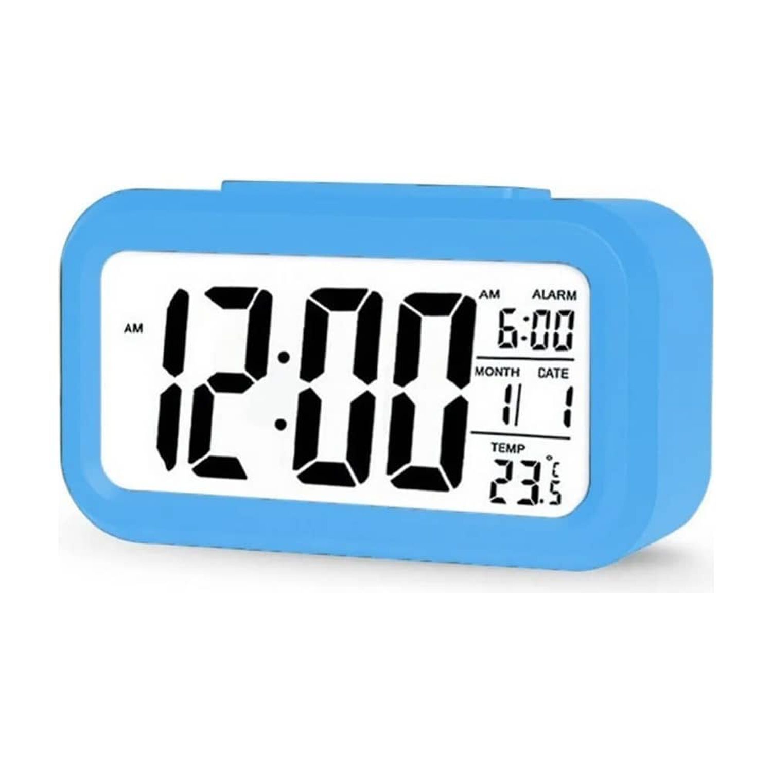 Reloj Despertador Digital Luz Lcd Temperatura Azul image number 0.0