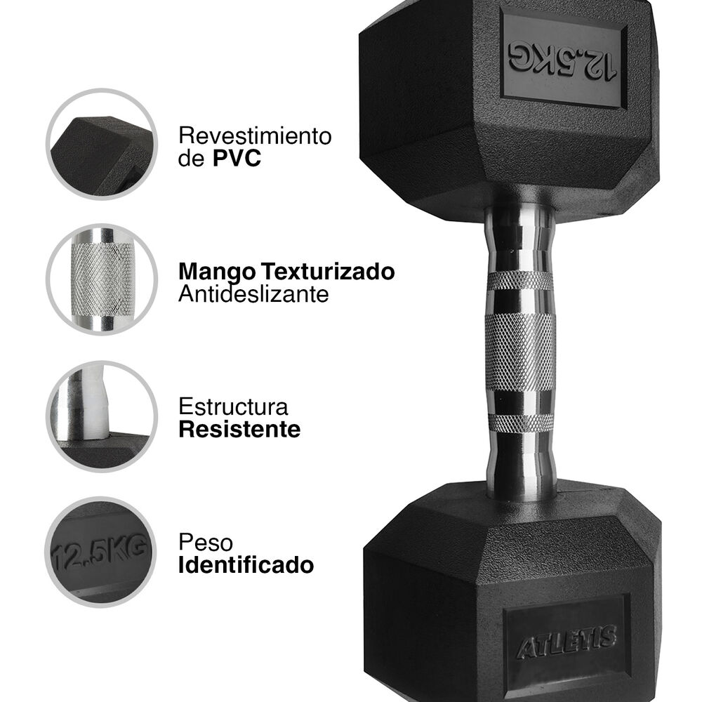 Mancuerna Hexagonal 12.5 Kg Negro image number 3.0