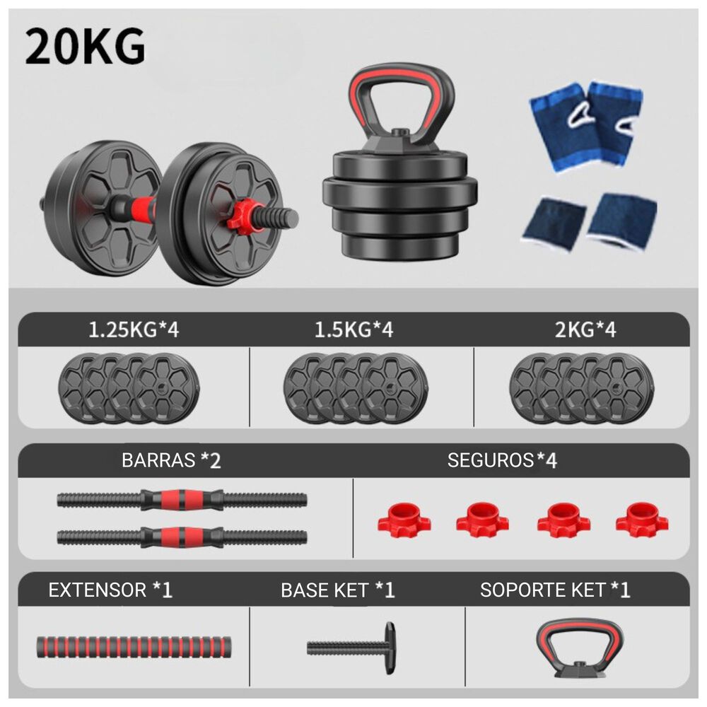 Set Mancuernas Barra Ajustables 20 Kg 3 En 1 image number 2.0