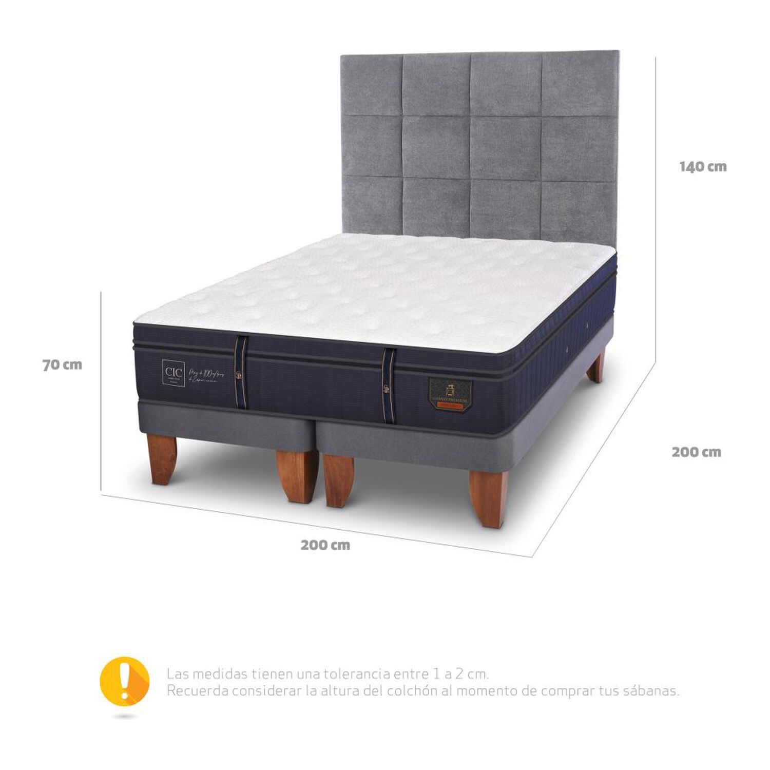 Cama Europea Cic Grand Premium / Super King / Base Dividida + Respaldo image number 4.0