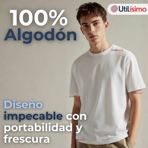 Polera Camiseta 150g Manga Corta 100% Algod&oacute;n Textura Suave Blanco Hombre