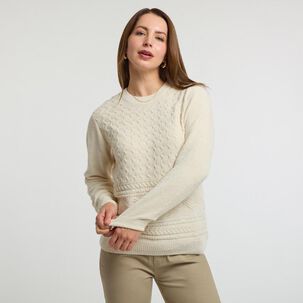 Sweater Chenille Manga Larga Cuello Redondo Mujer Geeps