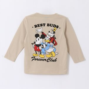 Polera Manga Larga Ni&ntilde;o Back Print Mickey Beige Disney