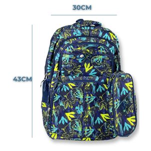Pack Mochila Lonchera Estuche 45cm Juvenil Y Escolar Dinosaur Tracks