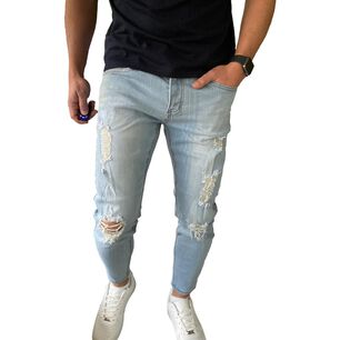 Jeans Destroyed Super Slim Ankle Fit Celeste