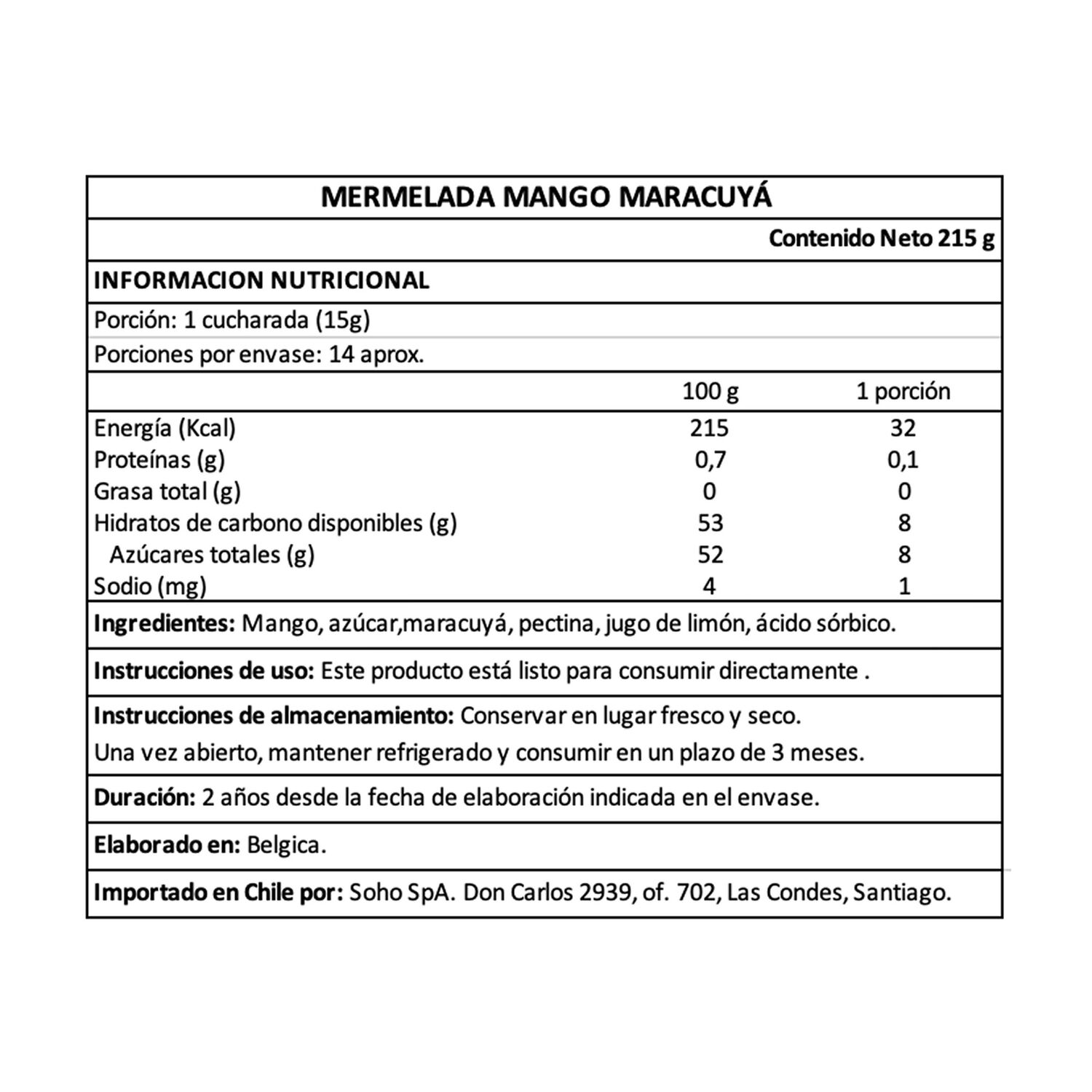 Mermelada De Mango & Maracuya Belberry 1 X 215 Gr image number 3.0