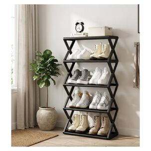 Zapatera 5 Niveles Acero Negro Organizador Zapatos