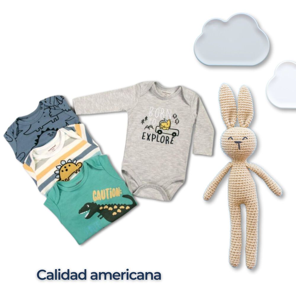 Pack 4 Bodys Ni&ntilde;o Manga Larga Tedmimak 100% Algod&oacute;n Mini Explorers image number 5.0