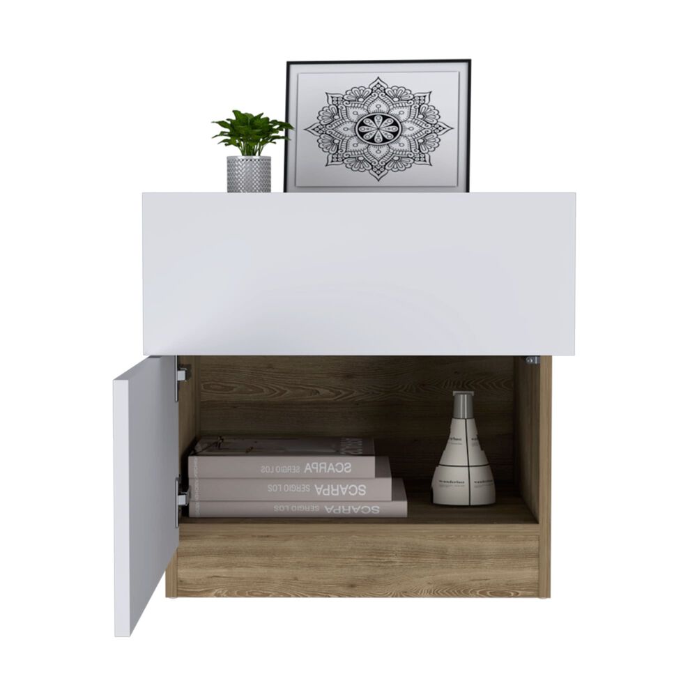 Velador 1 Cajon 1 Puerta Fm-023c - Café Claro / Blanco image number 2.0