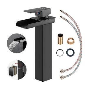 Llave Monomando Lavamanos Alta Ba&ntilde;o Cascada Acero