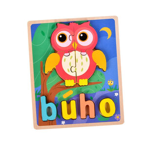 Puzzle Encaje Madera Letra Dibujo Rompecabeza Didactico Ni&ntilde;o