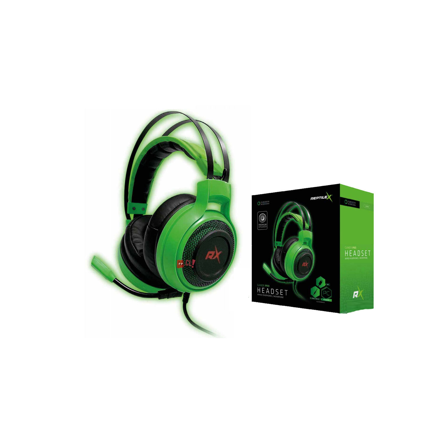 Aud&iacute;fonos Gamer Conector 3,5mm Y Usb Con Luz Led Verde - Ps image number 1.0