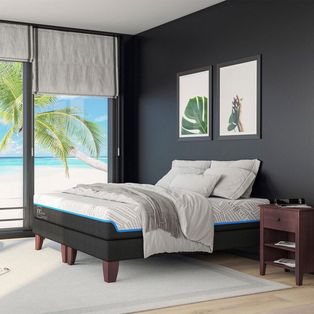 Cama Europea Cic Green Infinity / 2 Plazas / Base Dividida + Set De Maderas image number 7.0