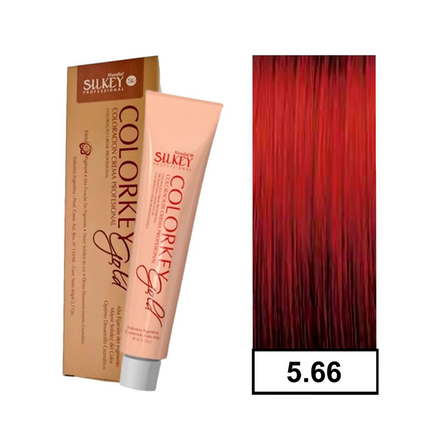 Colorkey Gold - Tintura Permanente Efecto 3d Pigment 60gr + Oxidante - 5.66 Casta&ntilde;o Claro Rojizo Profundo image number 0.0