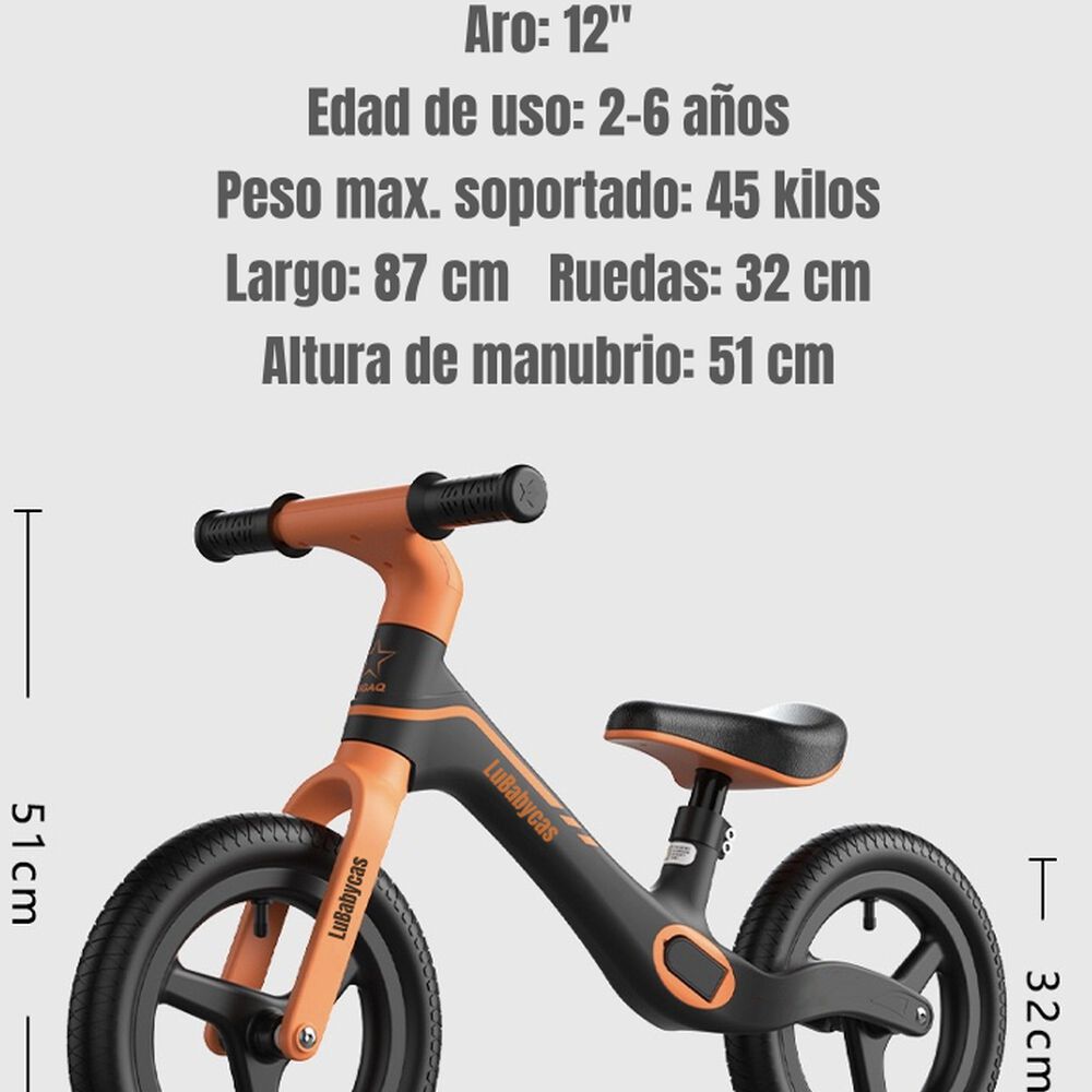Bicicleta De Equilibrio 2-6 Años Aro 12 Lubabycas Naranja image number 0.0