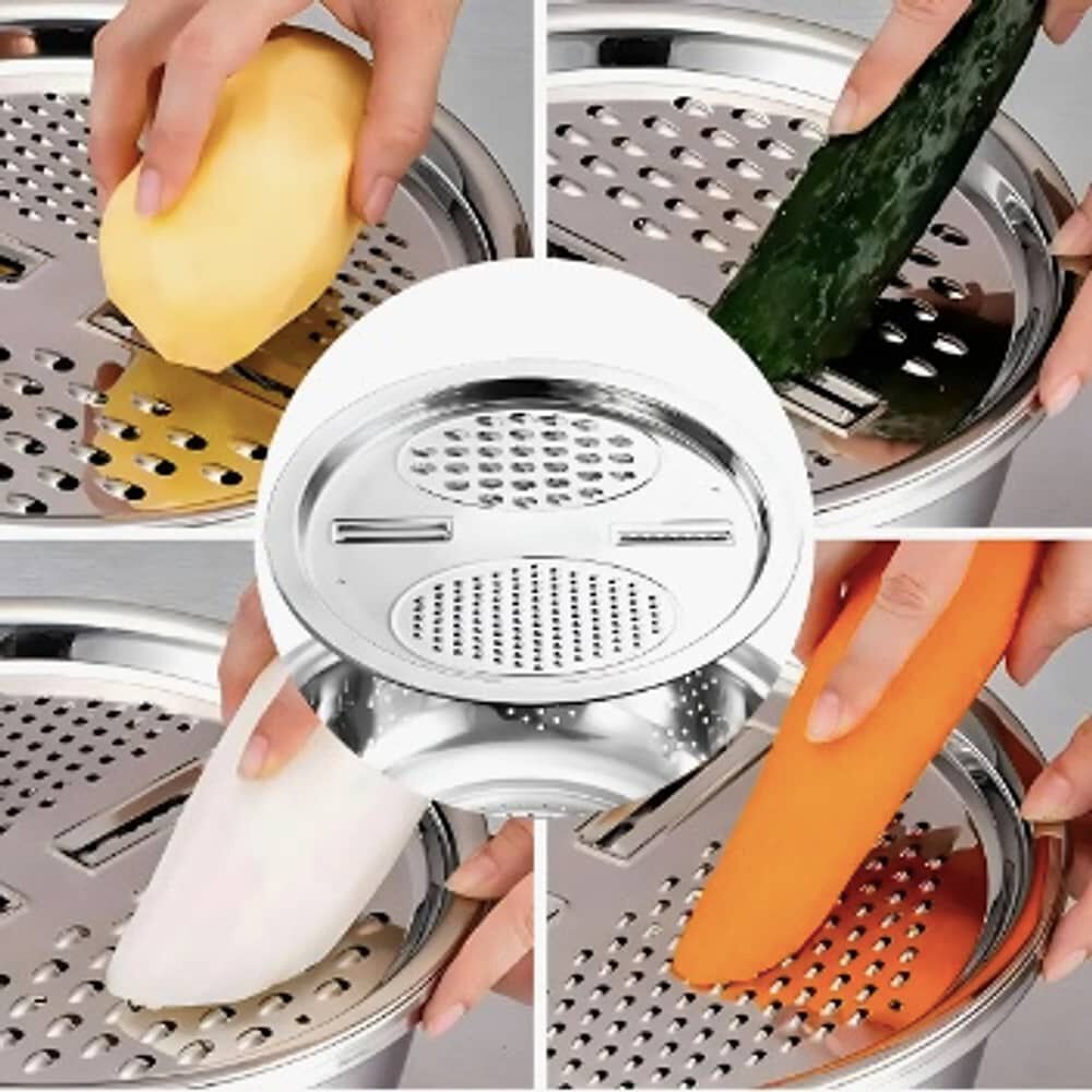 Bowl Lavabo Acero Inoxidable Rallado De Verduras 3 En 1 image number 5.0