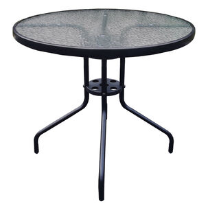 Mesa De Terraza De Vidrio Y Acero Grande Negra