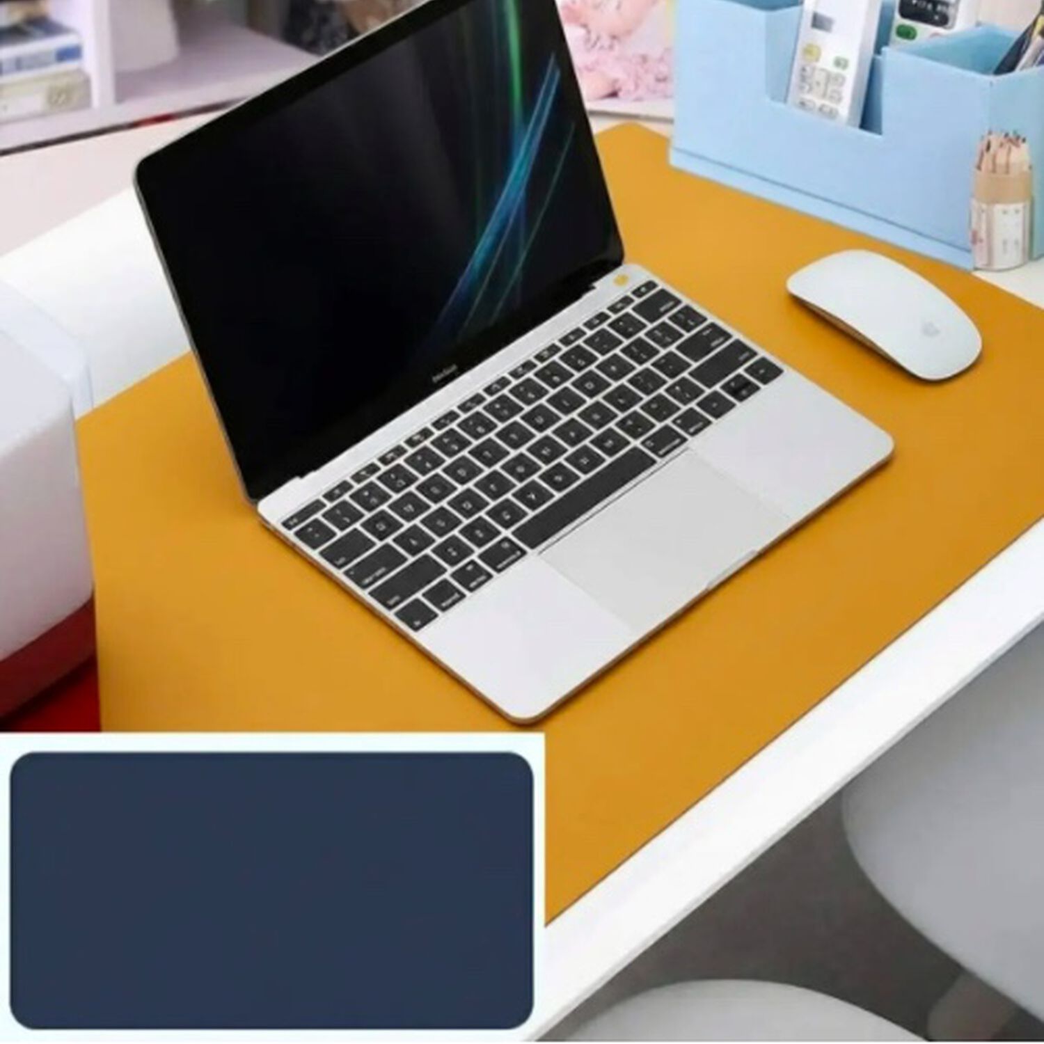 Alfombrilla Mousepad De Cuero Azul image number 4.0