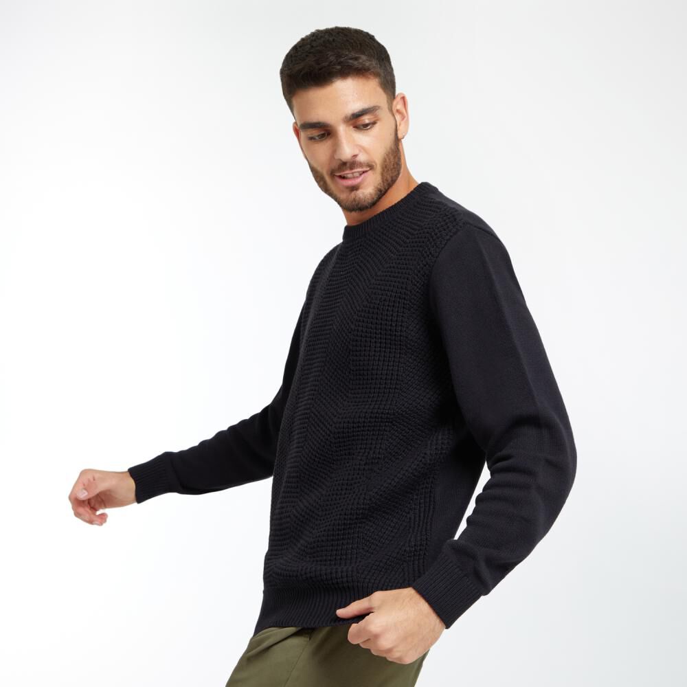 Sweater Regular Manga Larga Cuello Redondo Hombre Az Black image number 2.0