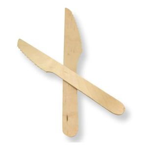 100 Cuchillos Cubiertos De Madera Desechables Ecol&oacute;gico