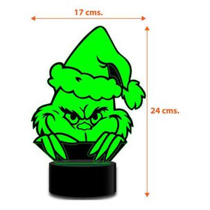 Lámpara Led 3d El Rostro Del Grinch Navidad