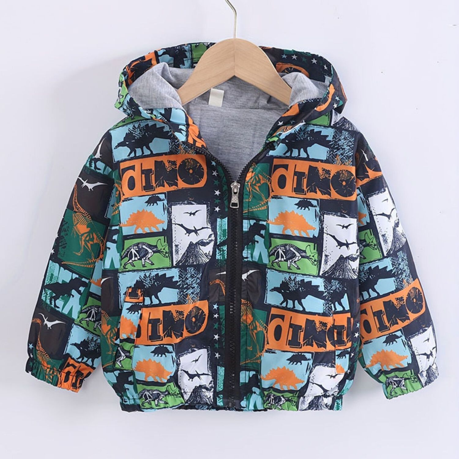 Cortaviento Impermeable Chaqueta Estampado Ni&ntilde;o Y Beb&eacute; Green Dinosaur image number 0.0