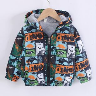Cortaviento Impermeable Chaqueta Estampado Ni&ntilde;o Y Beb&eacute; Green Dinosaur