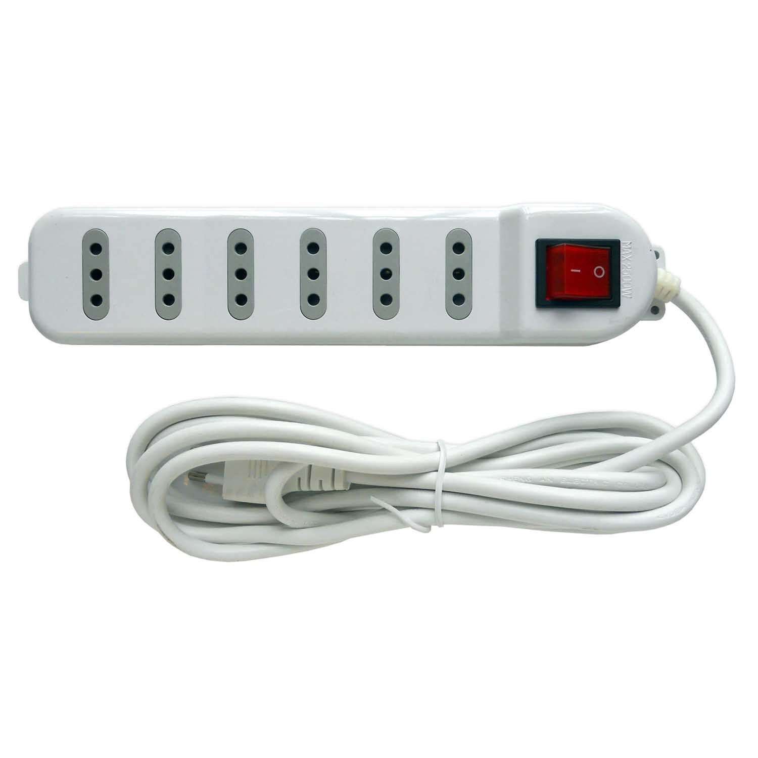 Alargador Zapatilla Con Switch - 6 Posiciones 3 Mts Blanco image number 0.0