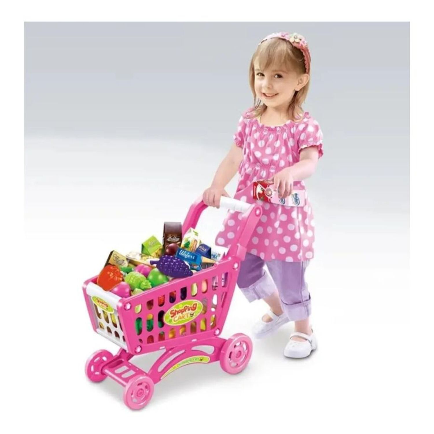 Carrito Supermercado Juguete Para Ni&ntilde;os Rosado 56 Piezas image number 4.0