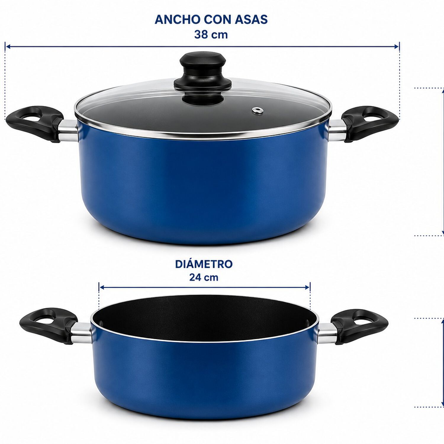 Olla Cacerola Antiadherente 24 Cm 5 Litros Modelo Royal Blue Marca Vitta image number 7.0