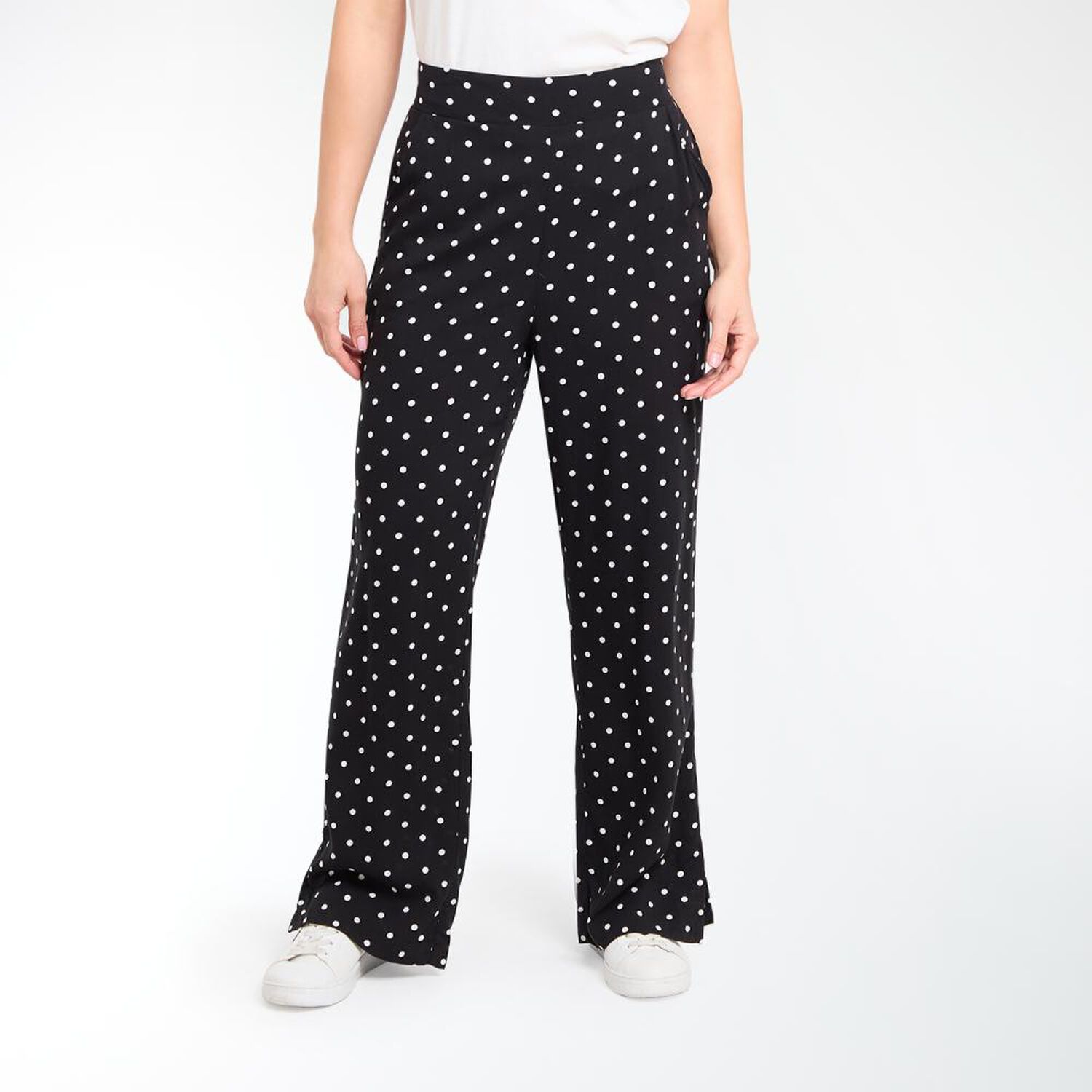 Pantal&oacute;n Full Print Pretina El&aacute;sticada Tiro Medio Palazzo Mujer Geeps image number 0.0