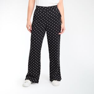 Pantalón Full Print Pretina Elásticada Tiro Medio Palazzo Mujer Geeps