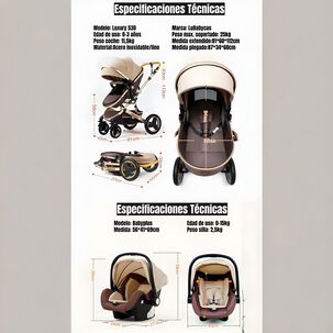 Coche Travel System Con Accesorios Rosado Lubabycas