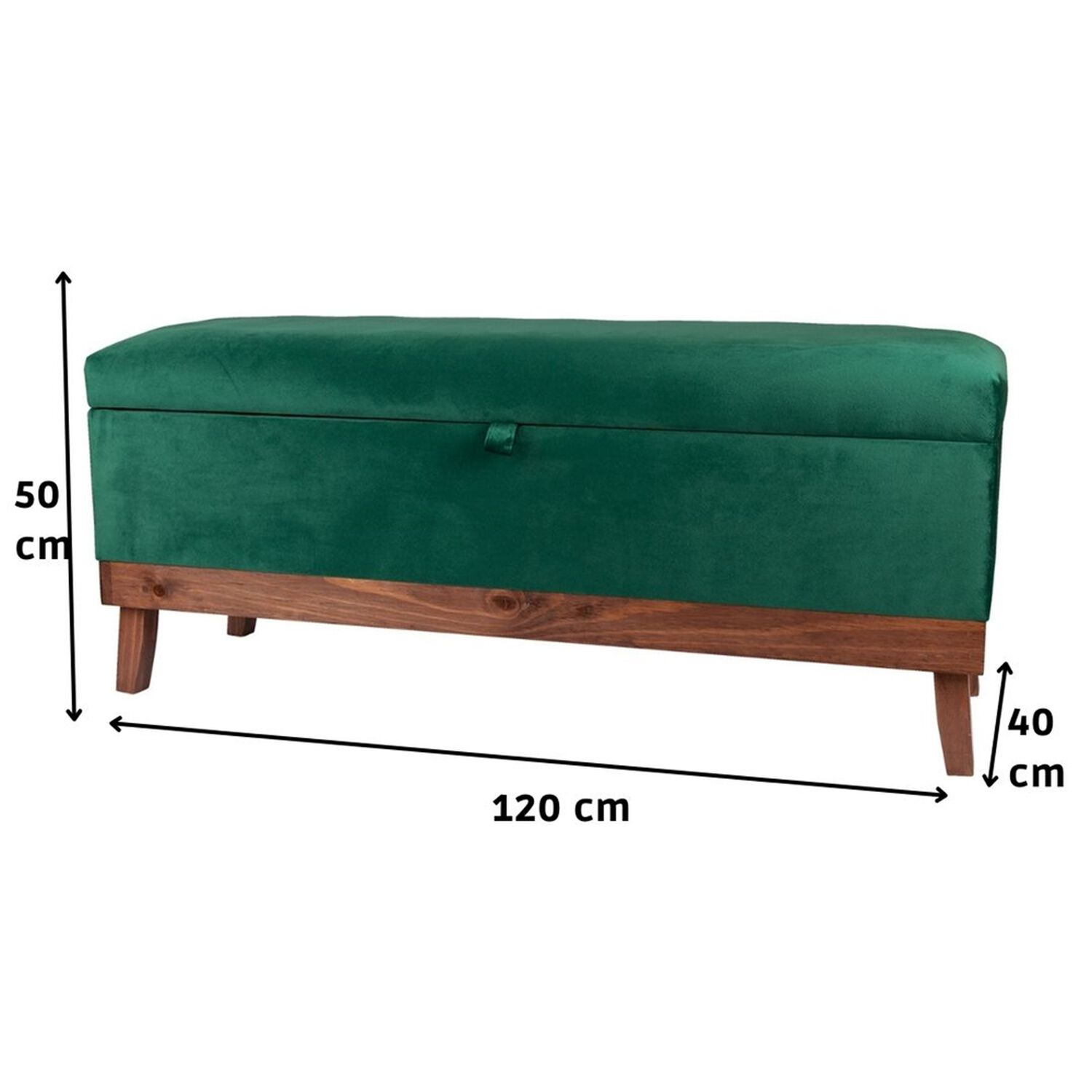 Banqueta Con Ba&uacute;l Incy Verde Botella Felpa 120x40x50 Cm M&aacute;xima Design image number 3.0