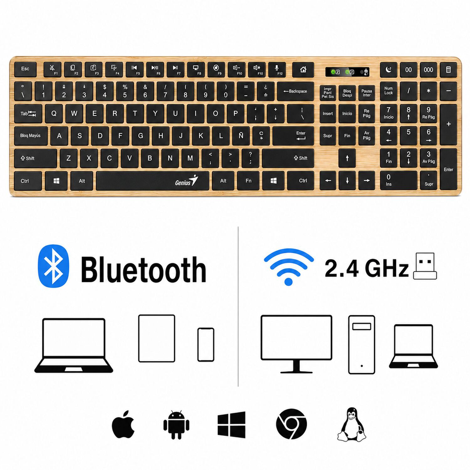 Teclado Dual Wireless Bluetooth + Usb 2g Slimstar Copilot Ai image number 6.0