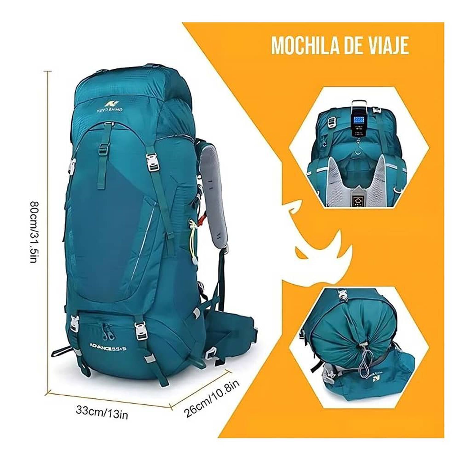 Mochila De Senderismo 65l Monta&ntilde;ismo Impermeable Y Liviana image number 1.0