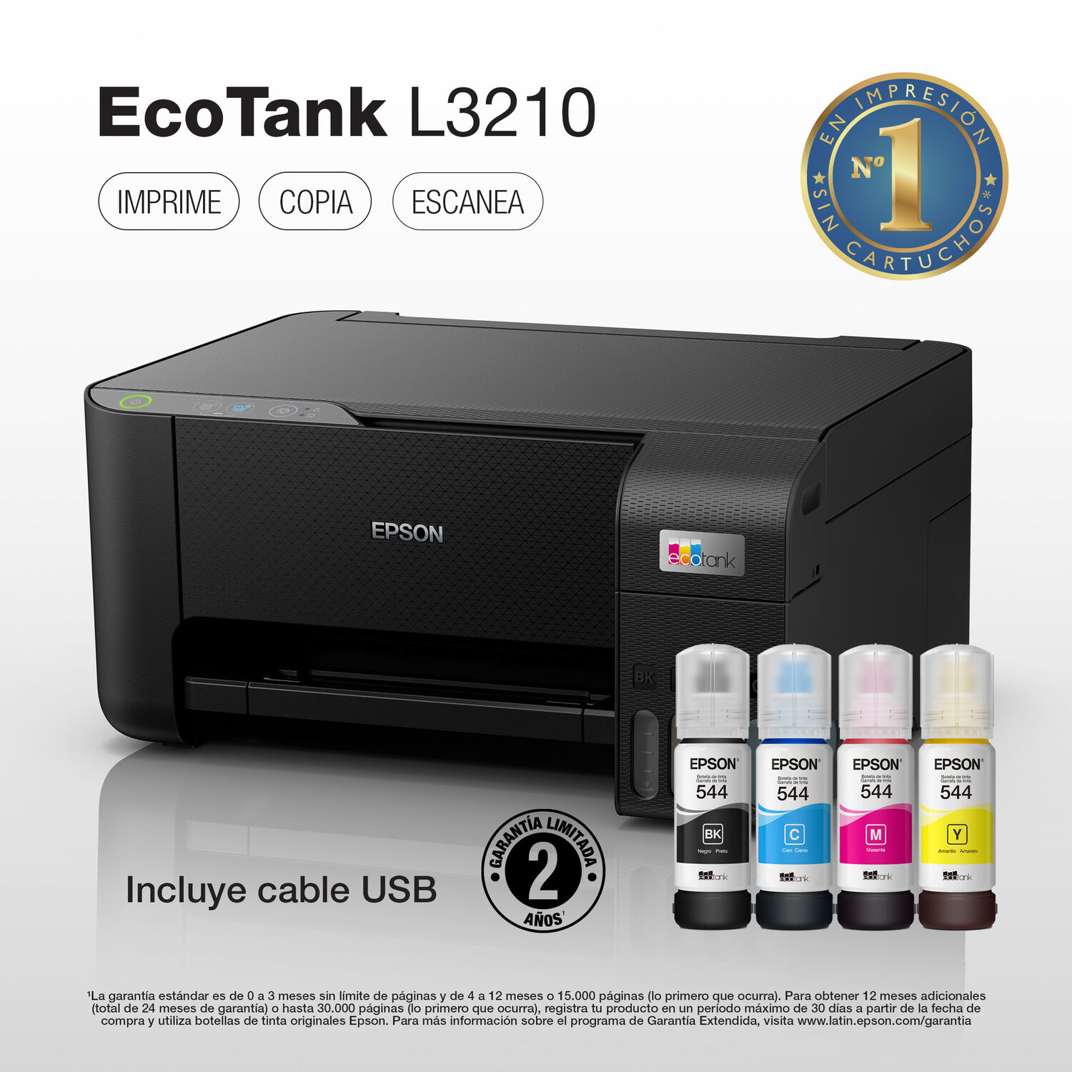 Impresora Multifuncional Epson Ecotank L3210 / Incluye tintas image number 1.0