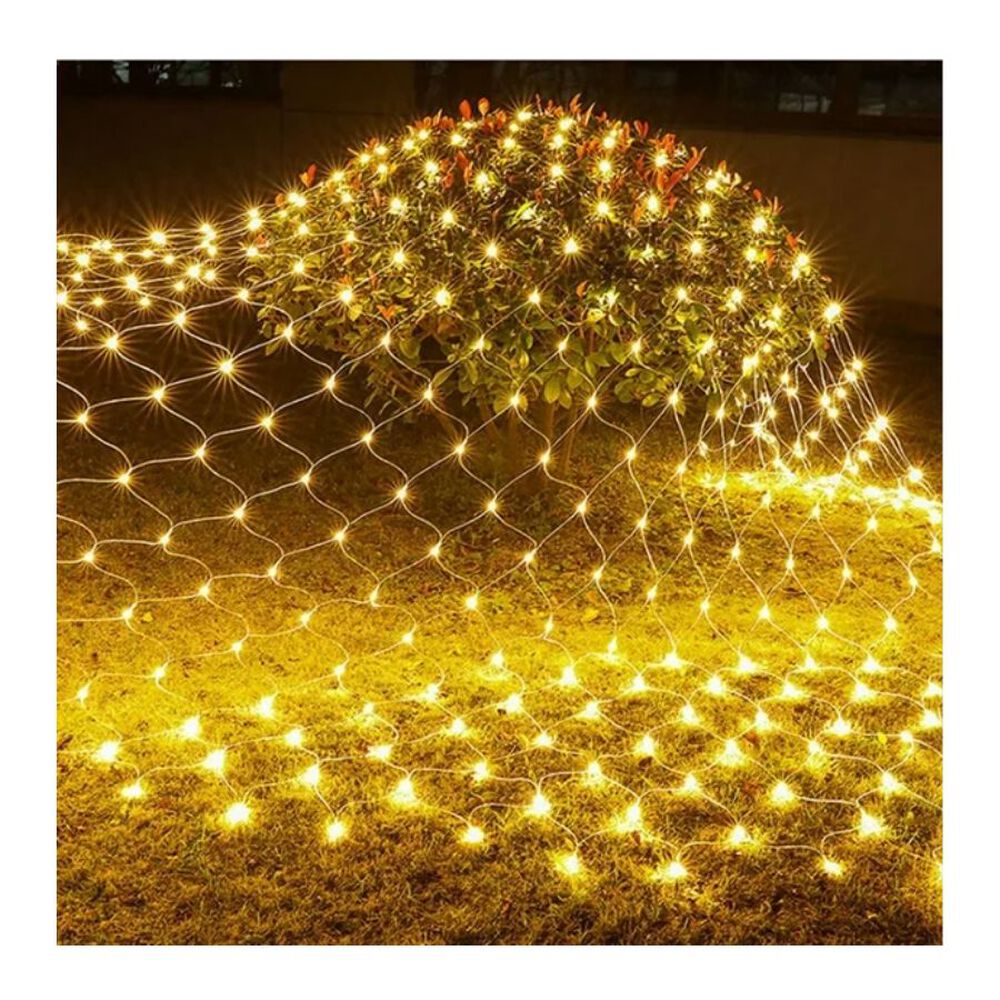 Malla Cascada De Luces Solares 240 Led Amarillo 3x3 Metros image number 0.0