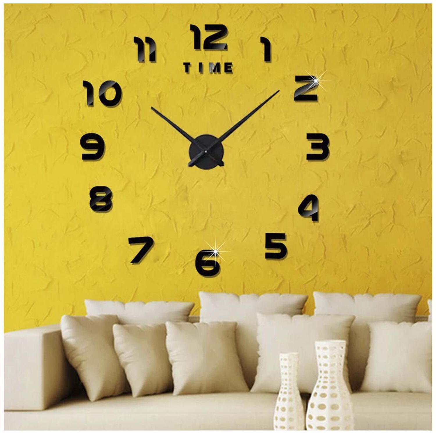 Reloj De Pared Con Pegatinas De Espejo Acr&iacute;lico Negro02 image number 1.0
