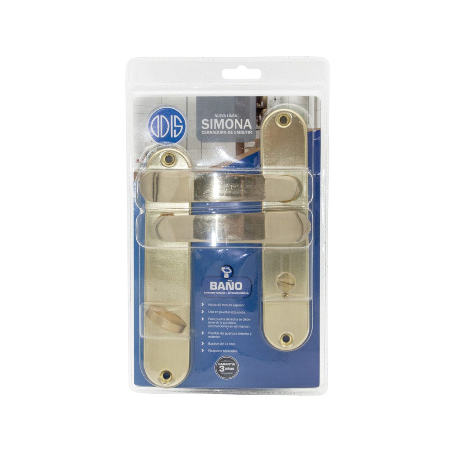 Cerradura Embutir Odis Simona 7040 Ba&ntilde;o - Bronce image number 2.0