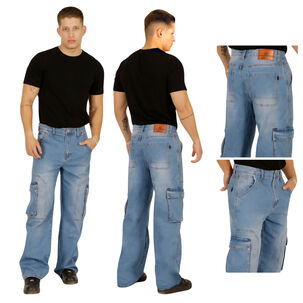 Pantalon Jeans Oversize Cargo Hombre