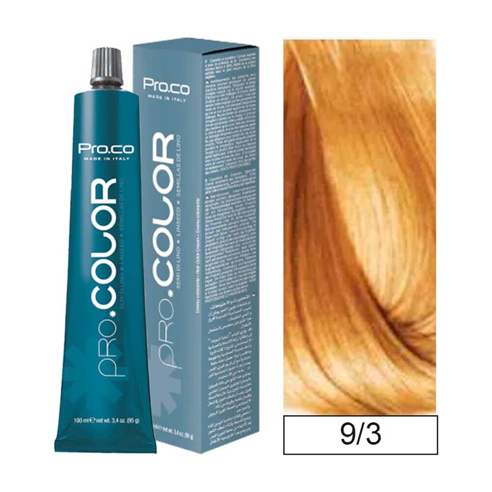 Pro.color - Tintura Permanente 9/3 Rubio Clarisimo Dorado 100ml + Oxidante image number 0.0