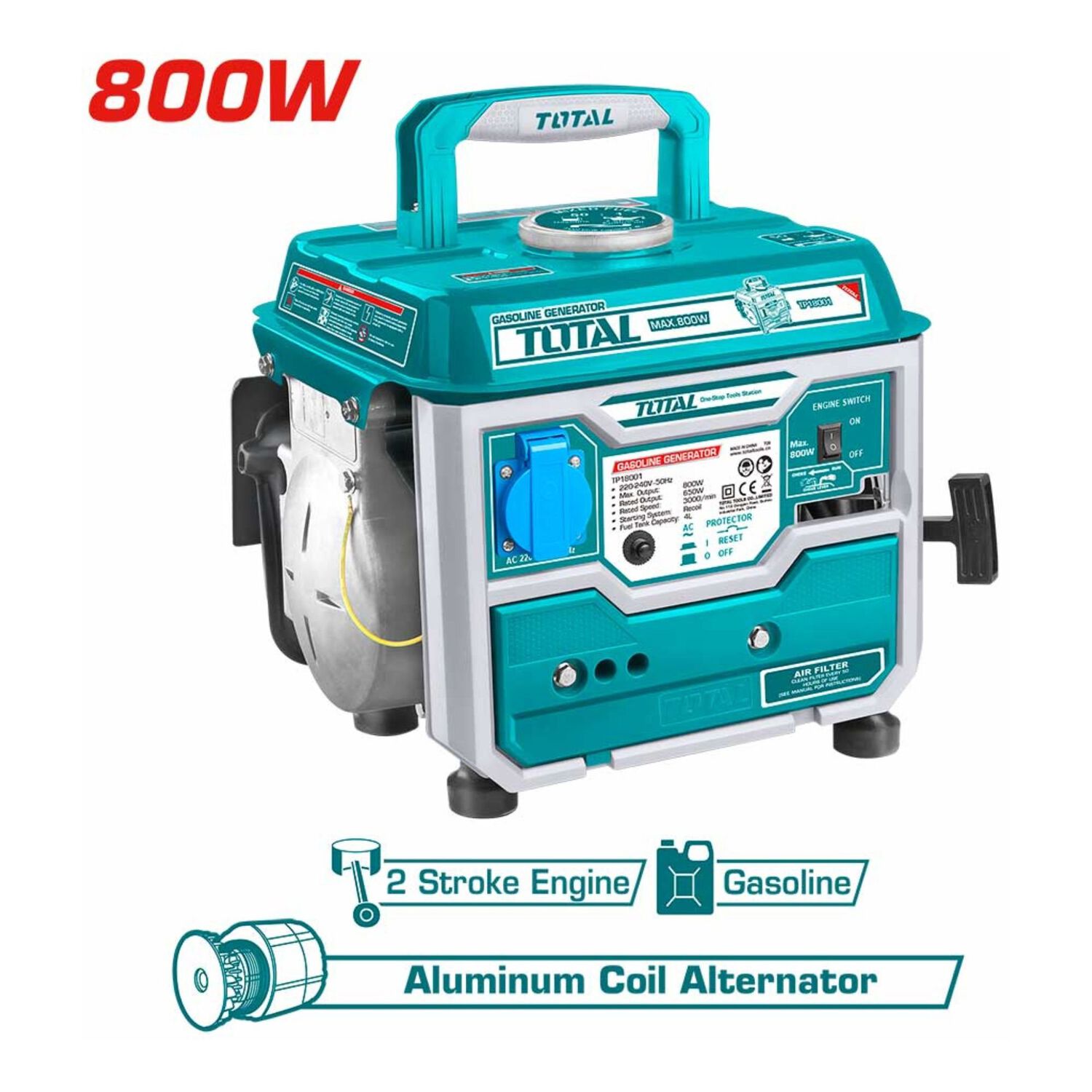 Generador Gasolina (bencinero) 800w El&eacute;ctrico Total image number 1.0