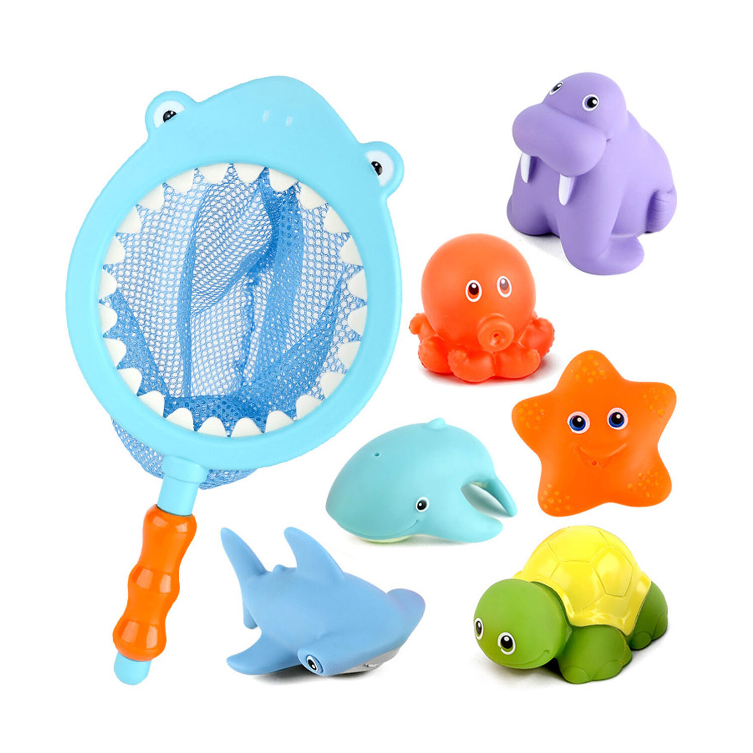 Juego De Pesca Con Red Tibur&oacute;n Y Animalitos De Silicona Cambia Color image number 3.0