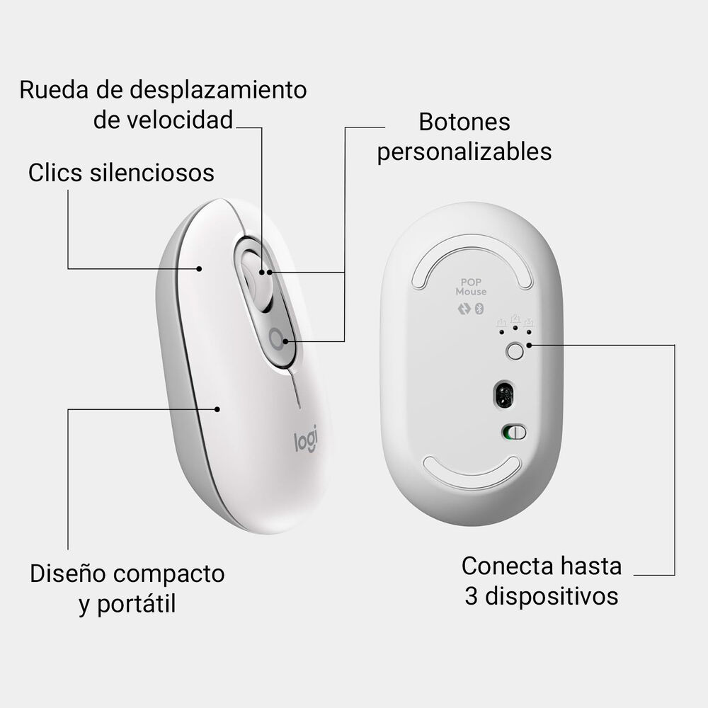 Kit Teclado Y Mouse Inalámbricos Logitech Pop Icon Blanco image number 2.0