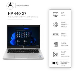 Notebook Hp 440 G7 I5 10th 16gb 512gb - Win11 Office - Reacondicionado Profesional