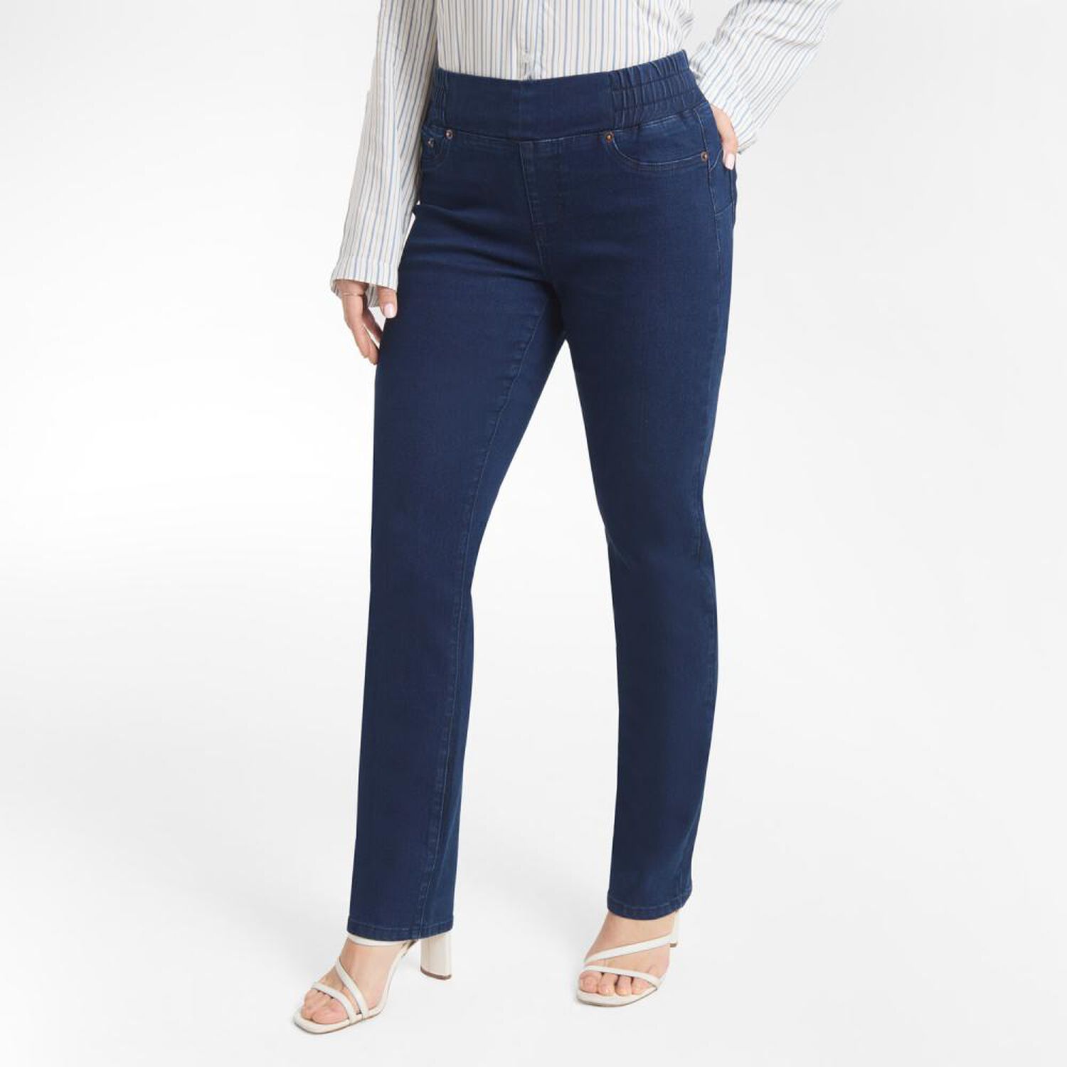 Jeans Pretina El&aacute;sticada Tiro Alto Push Up Mujer Geeps image number 2.0
