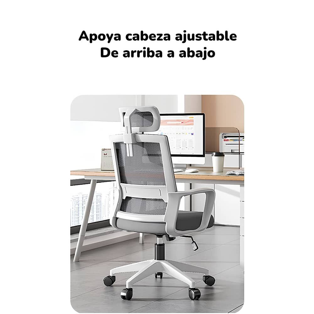 Silla De Escritorio Blanca Con Apoya Cabeza By Lubabycas image number 7.0