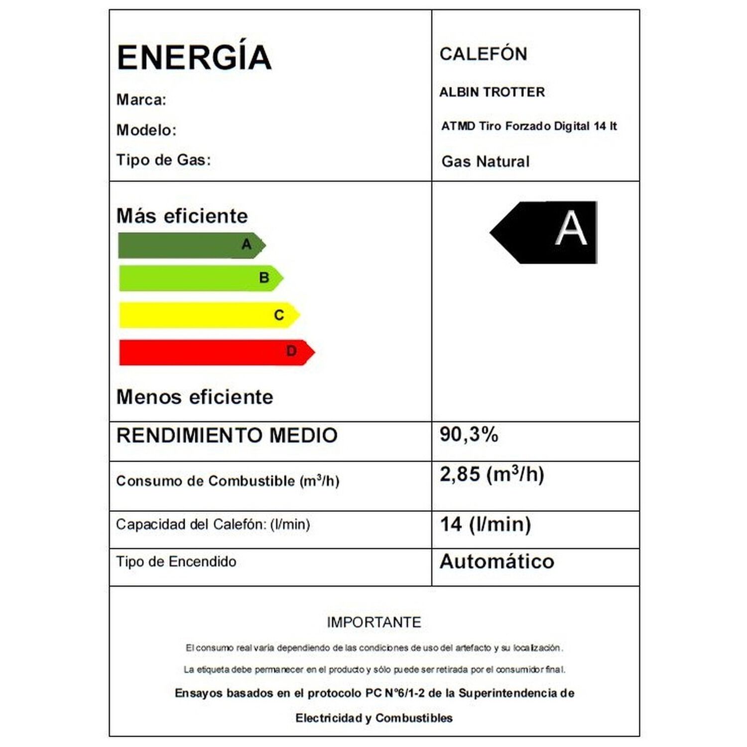 Calefont Albin Trotter 14 Litros Tiro Forzado Gas Natural image number 8.0